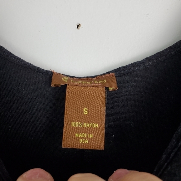 Copper Key Black Rayon Tunic Dress Top Small - Picture 3 of 5